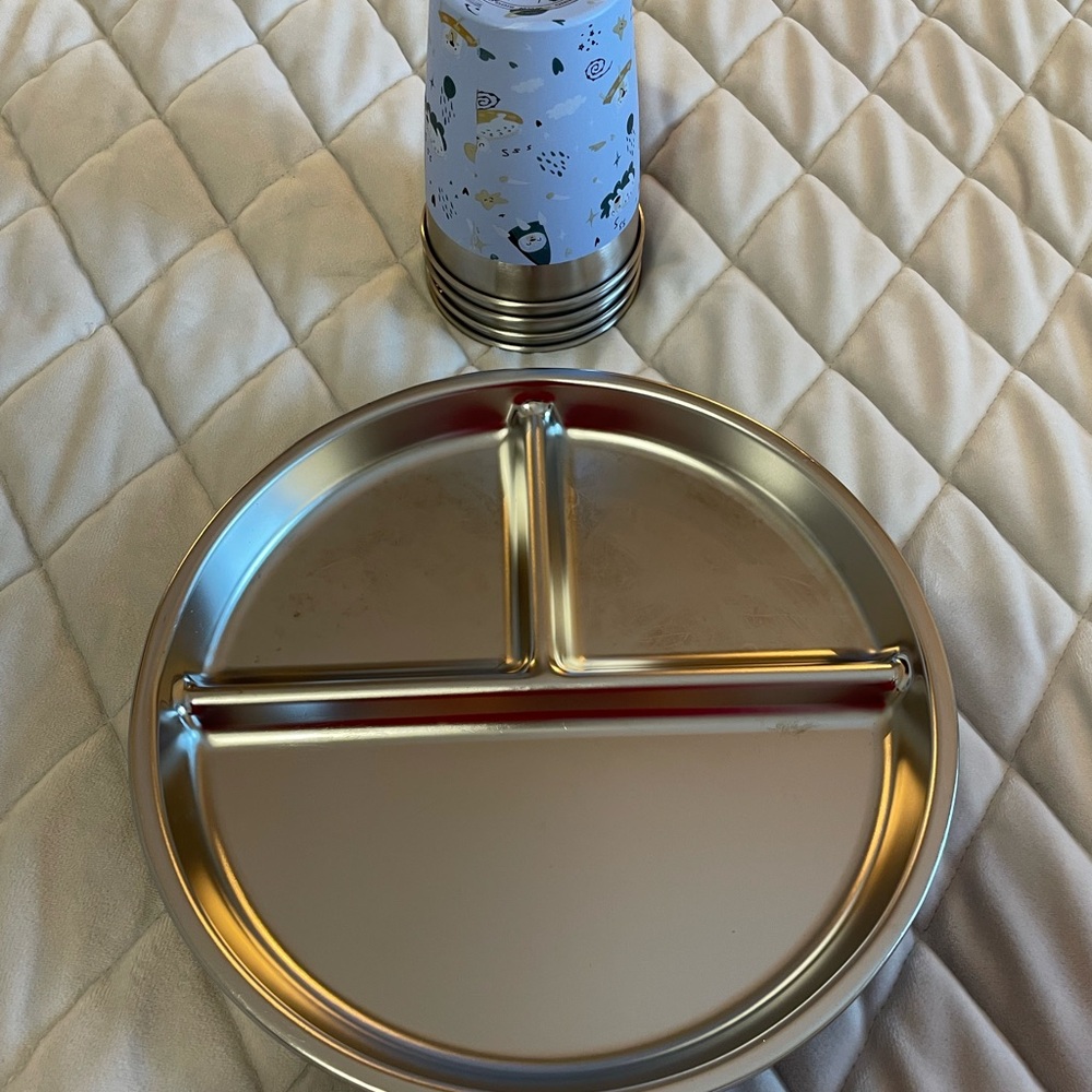 Kids Stainless Steel Divided Plates and Cups